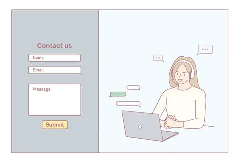 Illustration that visually represents a customer support contact form for better Illustrazione stock