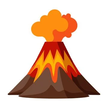 Illustration of Volcano eruption with hot lava Isolated Stock Illustration