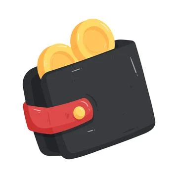 Illustration of wallet with coins Stock Illustration