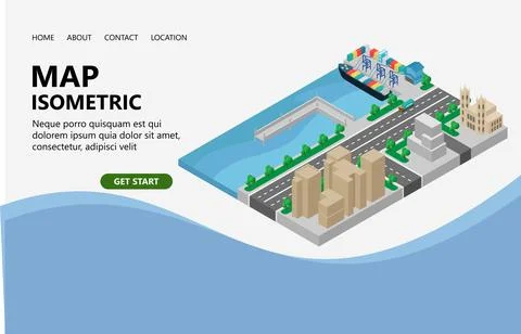 Illustration of a warehouse map at the port Suitable for landing page, flyers Stock Illustration