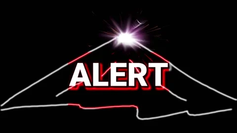 Illustration warning alert system for mountain eruptions 스톡 동영상 235663302