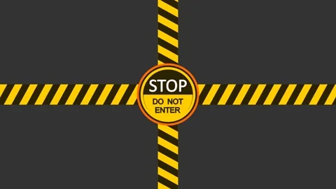 An illustration of a warning sign prohibiting entry or passage. Stock Footage 343910306