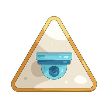 Illustration of warning sign with a security camera 스톡 일러스트