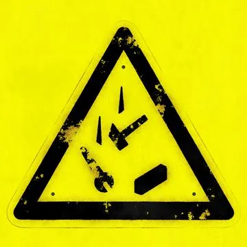 Illustration of watch for falling objects sign isolated on yellow background Stock Illustration