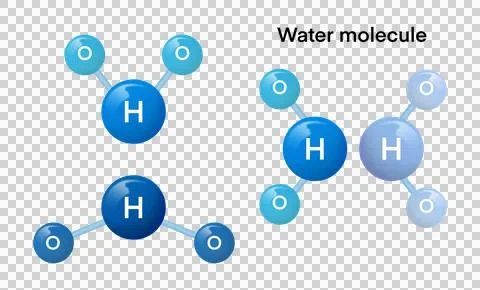 Illustration of a water molecule (H₂O), showcasing its composition Stock Illustration
