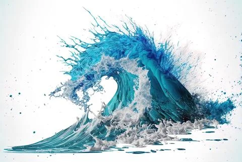 Illustration of a water splash, spray, and wave in isolation. Generative AI Stock Illustration