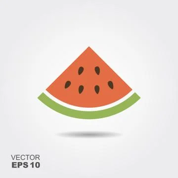 Illustration of watermelon flat icon with shadow Stock Illustration