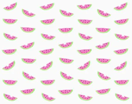 Illustration watermelon with missing bite pattern on white background Stock Illustration