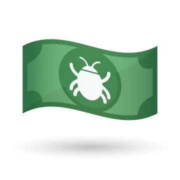 Illustration of a waving bank note with a bug イラスト素材
