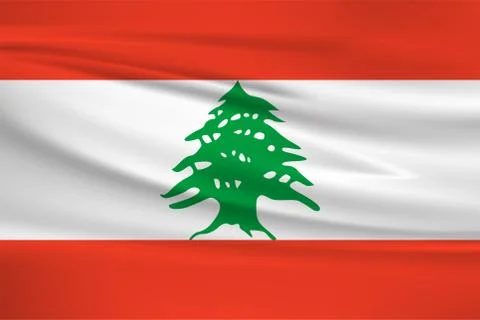 Illustration of a waving flag of the Lebanon Stock Illustration