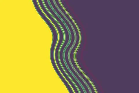 Illustration of wavy patterns on yellow and purple split background Stock Illustration
