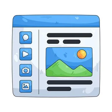 Illustration of web page interface with image gallery Illustrazione stock