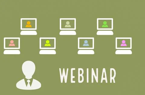 An illustration of webinar concept. New norm for business during pandemic cor Stock Illustration