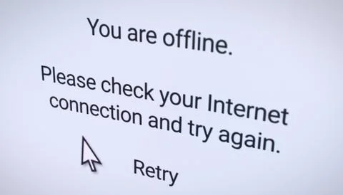 Illustration of a website with the note you are offline. Stock Illustration