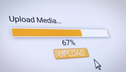 Illustration of a website with a orange upload button. Stock-Illustration