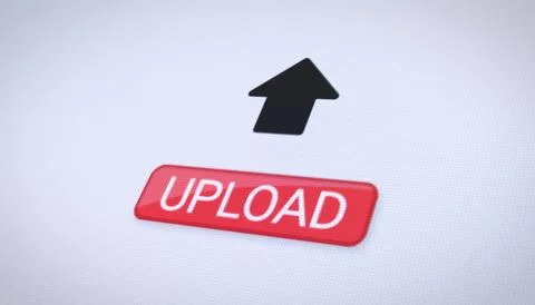 Illustration of a website with a red upload now button. Stock Illustration