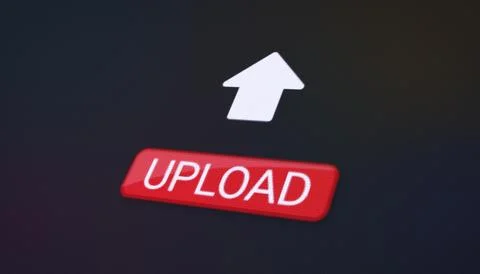 Illustration of a website with a red upload now button. Stock Illustration
