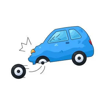 Illustration of wheel falling off Stock Illustration