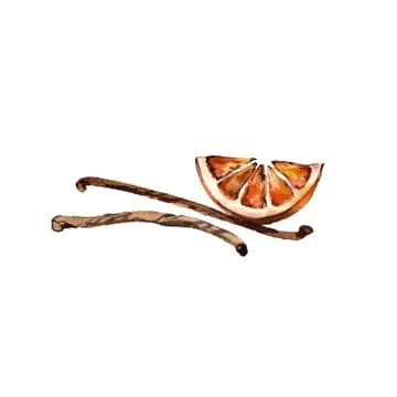 Illustration on a white background isolated slice of lemon and cinnamon sticks Stock Illustration