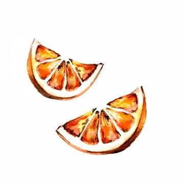 Illustration on a white background single slice of lemon for decorating dessert Stock Illustration