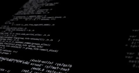 Illustration of white computer programming language against black background Stock Illustration