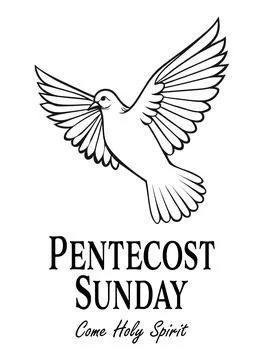 Illustration of a white dove with spread wings symbolizing the Holy Spirit,.. Stock Illustration