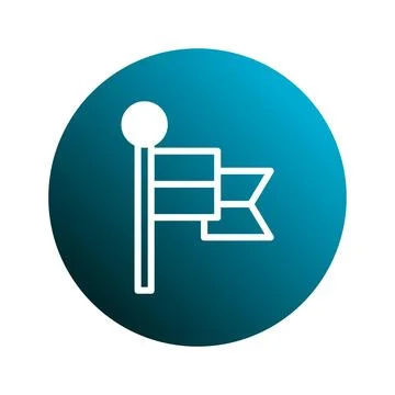 Illustration of a white flag icon inside a blue gradient circle representin.. Stock Illustration