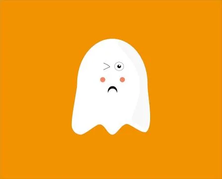 Illustration of a white ghost icon isolated on an orange background Stock Illustration
