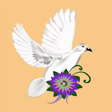 Illustration of white pigeon vector design on a white background Stock Illustration