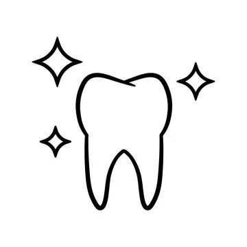 Illustration of white shiny tooth in linear style. Stock Illustration
