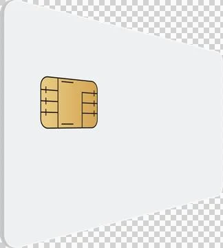 Illustration of a white SIM card featuring a gold electronic chip, essentia.. Stock Illustration