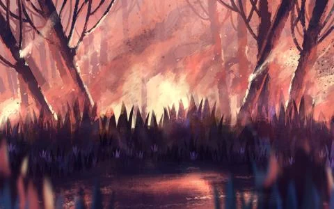 Illustration wildfire for global warming Stock Illustration