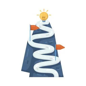Illustration of winding road to idea Stock Illustration