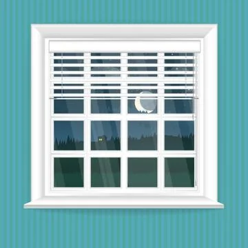 Illustration with window in realistic style. Stock Illustration
