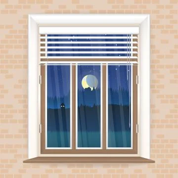 Illustration with window in realistic style. Stock Illustration