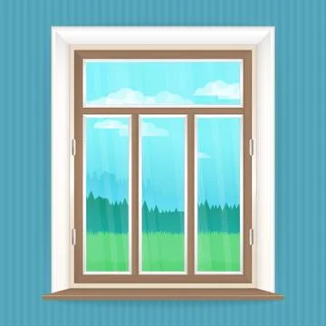 Illustration with window in realistic style. Stock Illustration