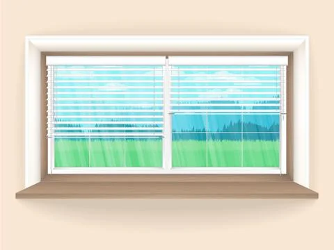 Illustration with window in realistic style. Stock Illustration