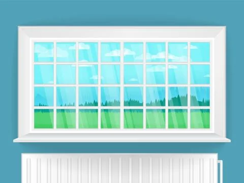 Illustration with window in realistic style. Stock Illustration