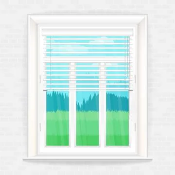 Illustration with window in realistic style. Stock Illustration
