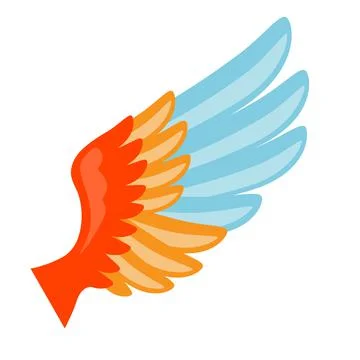 Illustration of wing. Icon in abstract style. Bright color image for cards and Stock Illustration