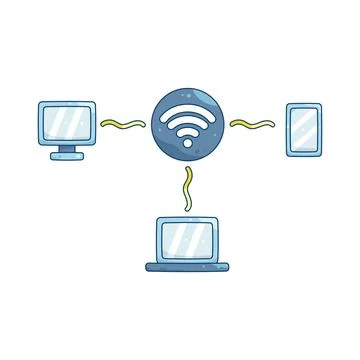 Illustration of wireless network connection Stock Illustration