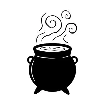 Illustration of witch black potion cauldron. Stock Illustration