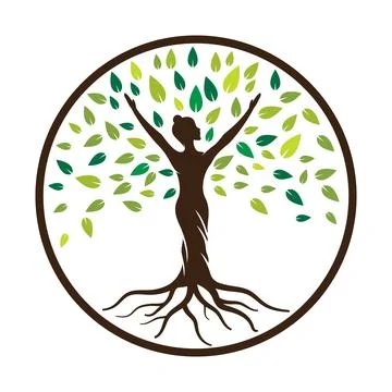 Illustration of Women tree leaf 스톡 일러스트