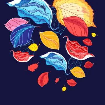 Illustration of a wonderful multi-colored leaf fall Stock Illustration