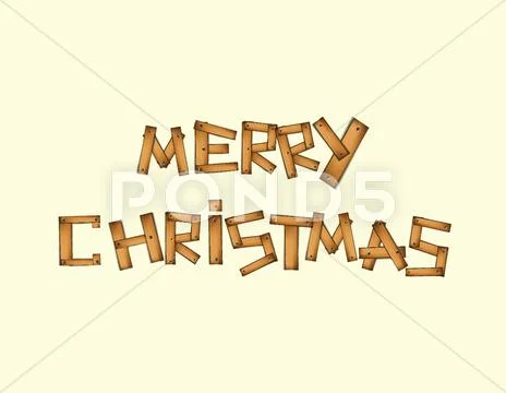 Illustration of wooden merry christmas text Stock Illustration