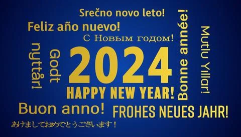 Illustration of a word cloud with the message happy new year. Stock Illustration