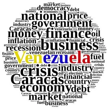 Illustration with word cloud on Venezuela. Stock Illustration