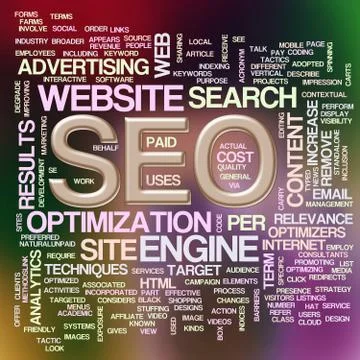 Illustration of wordcloud of seo- search engine optimization Illustrazione stock