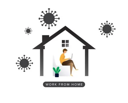 Illustration Work at home with computer Illustrazione stock