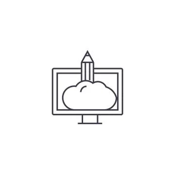 Illustration work vector line icon, sign, illustration on background, editable Stock Illustration